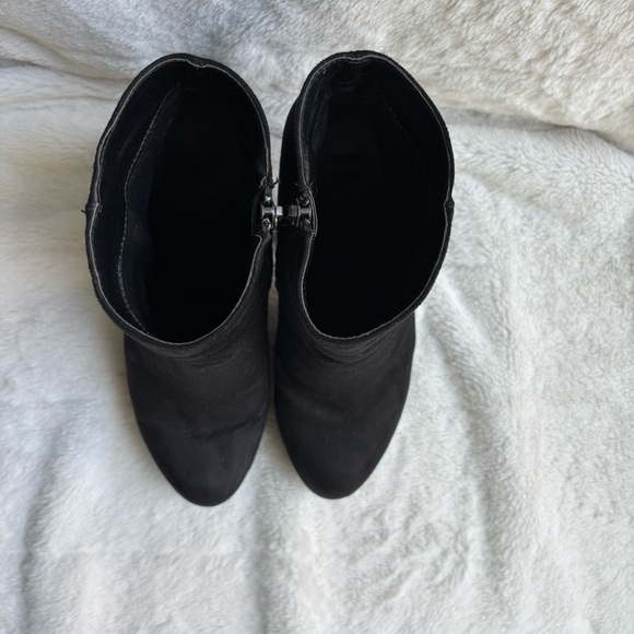 Le Château Stiletto Ankle Boots Black Suede Look Platform Booties Size 10/40 - Picture 4 of 12